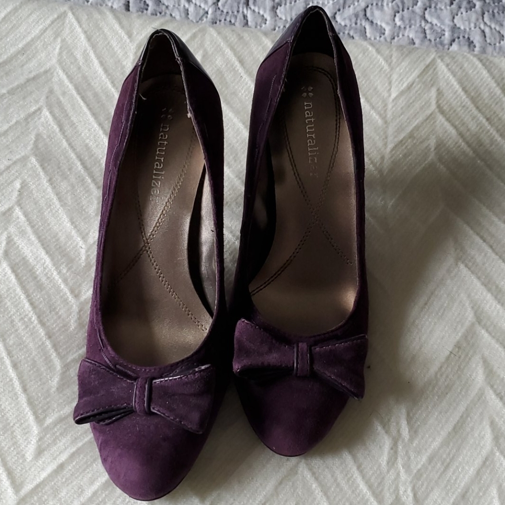 Naturalizer 'Latman' purple suede bow stich pump